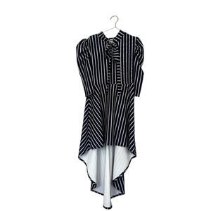 Sexy Diva high low striped tie at neck puff sleeve dress size 1XL
